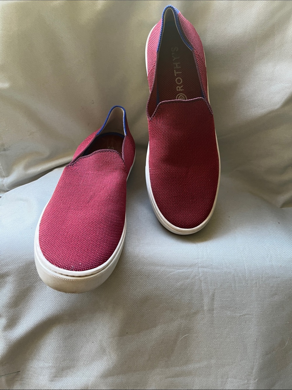 Rothy's women’s  Slip-On Loafers in Wine Red and White size 10